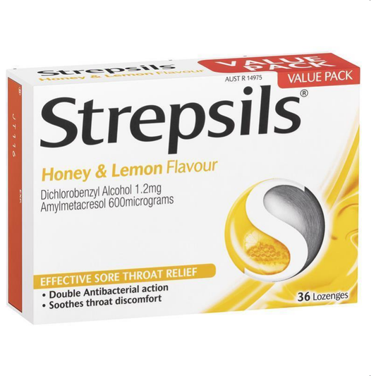 Strepsils Throat Lozenges Soothing Honey & Lemon 36 Pack