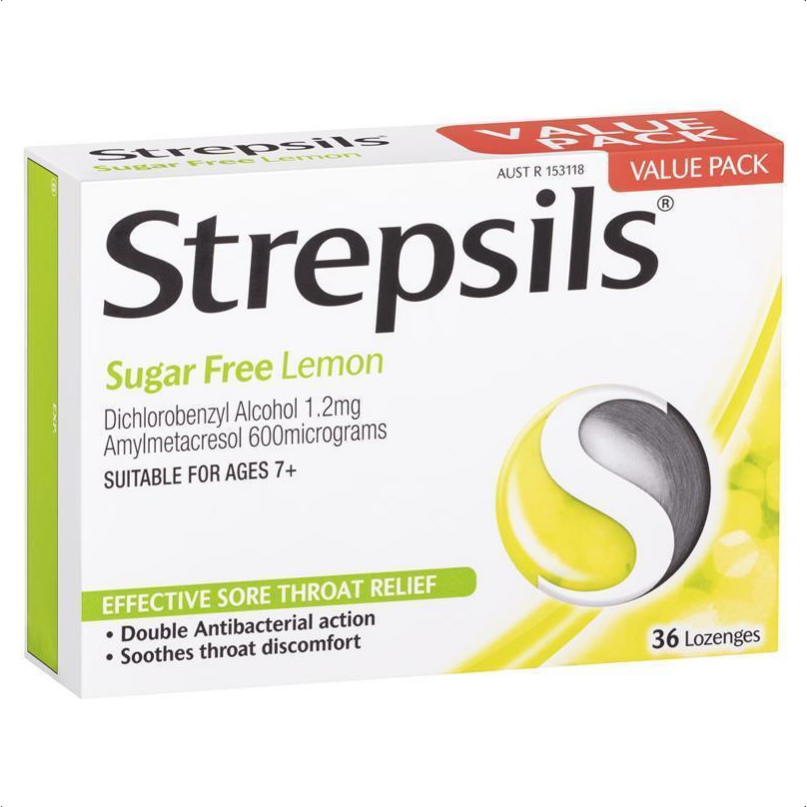 Strepsils Sugar Free Lemon 36 Lozenges - STELLAR PHARMACY