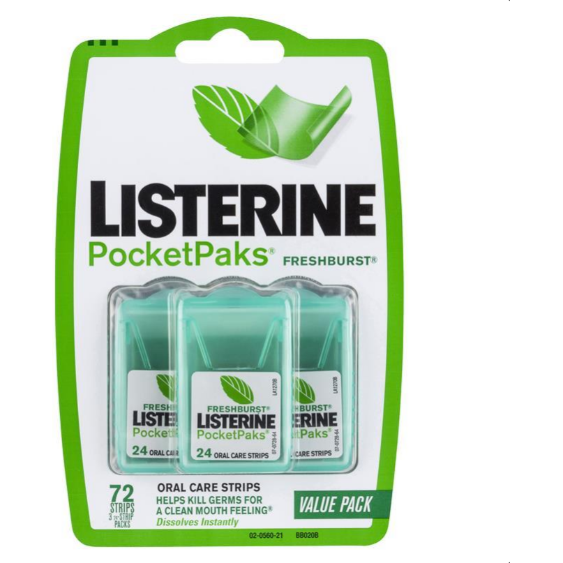Listerine PocketPaks Fresh Burst 72 Strips - STELLAR PHARMACY