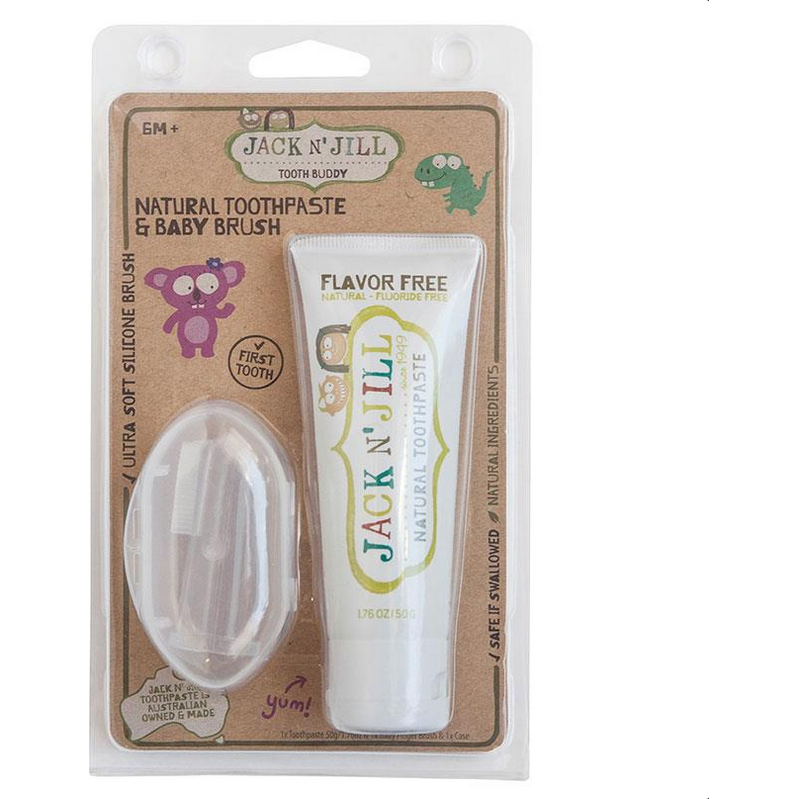 Jack N' Jill Flavor Free Toothpaste with Silicone Finger Brush