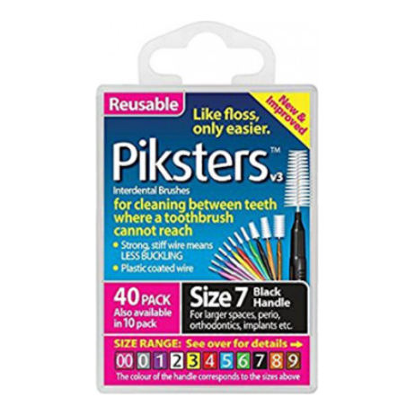 Piksters Interdental Brushes Size 7 Black 40 Pack - STELLAR PHARMACY