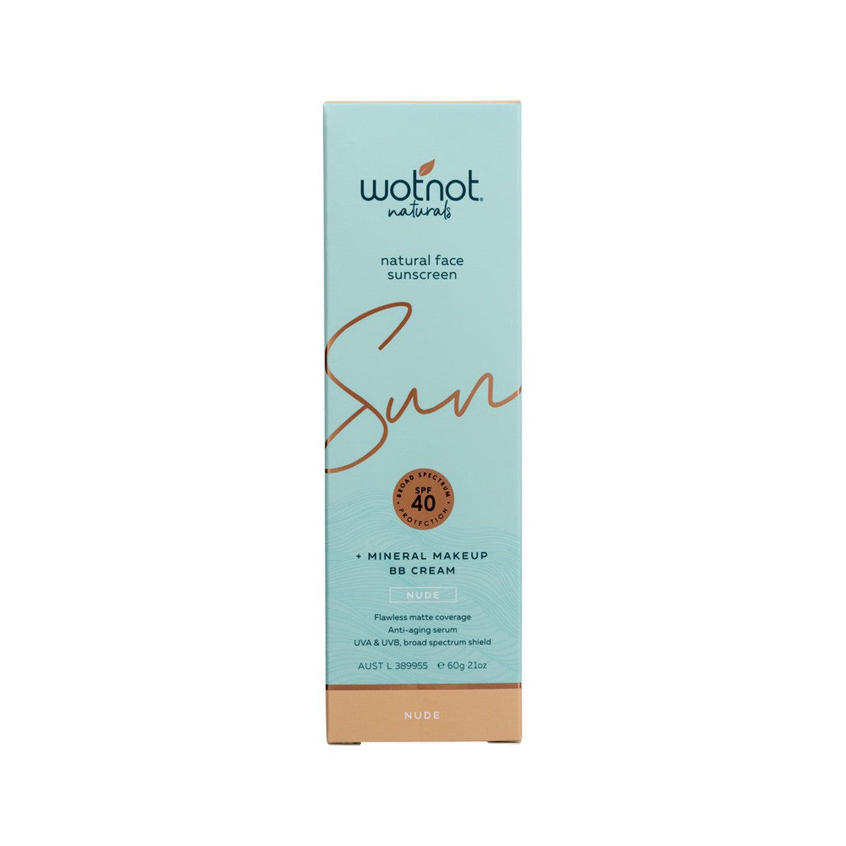 Wotnot Naturals Natural Face Sunscreen SPF 40 + Mineral MakeUp BB Cream Nude 60g