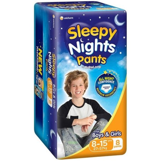 BabyLove Sleepy Nights Pants For Boys and Girls, 27-57kg 8-15yrs 8pk