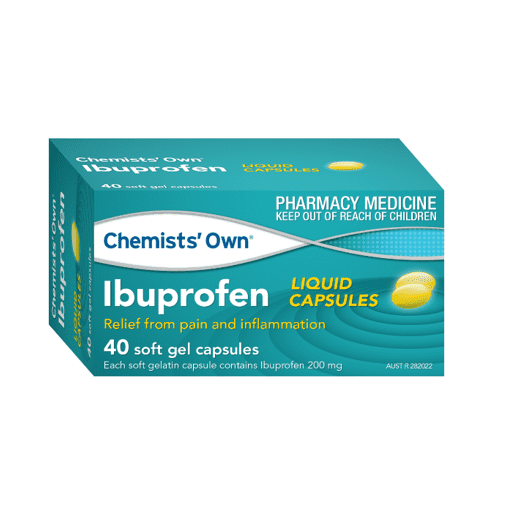 Chemists' Own Ibuprofen 200mg 40 Liquid Caps (Generic of NUROFEN)