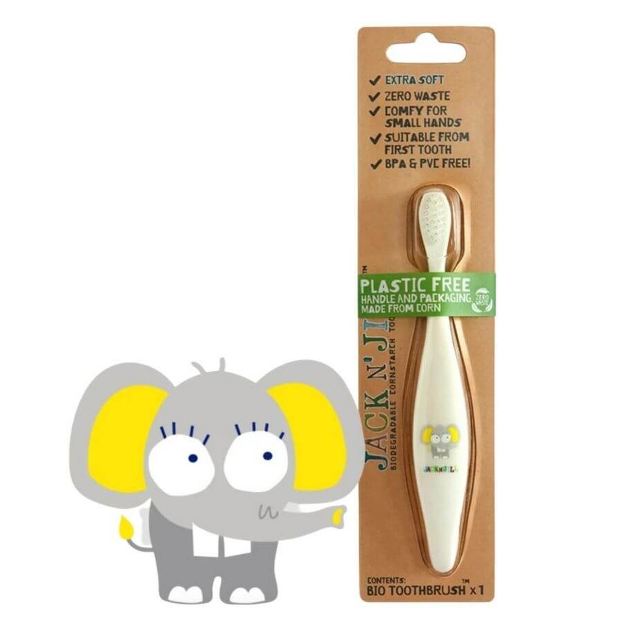 JACK N' JILL Toothbrush (Children) Elephant - Biodegradable 1 - STELLAR PHARMACY