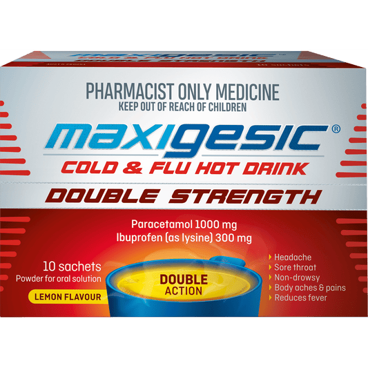 MAXIGESIC COLD&FLU HOT DRINK DOUBLE STRENGTH 10S