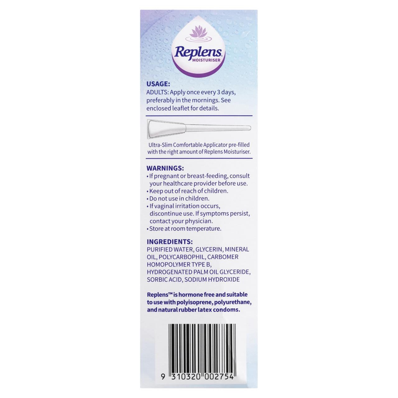 Replens Vaginal Moisturiser 10 pack