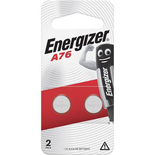Energizer A76 Silver Miniature Alkaline Button Battery Pack of 2