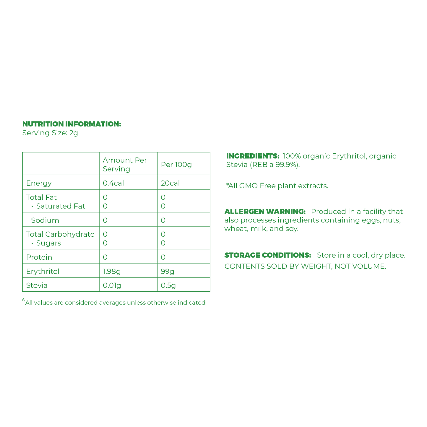 Organic Stevia 100% Natural Sweetener - STELLAR PHARMACY