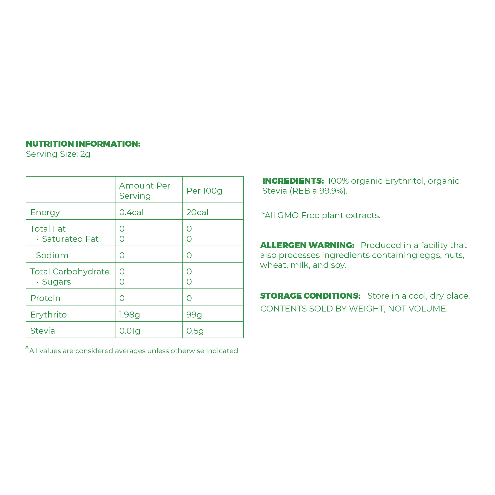 Organic Stevia 100% Natural Sweetener - STELLAR PHARMACY